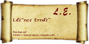Láncz Ernő névjegykártya